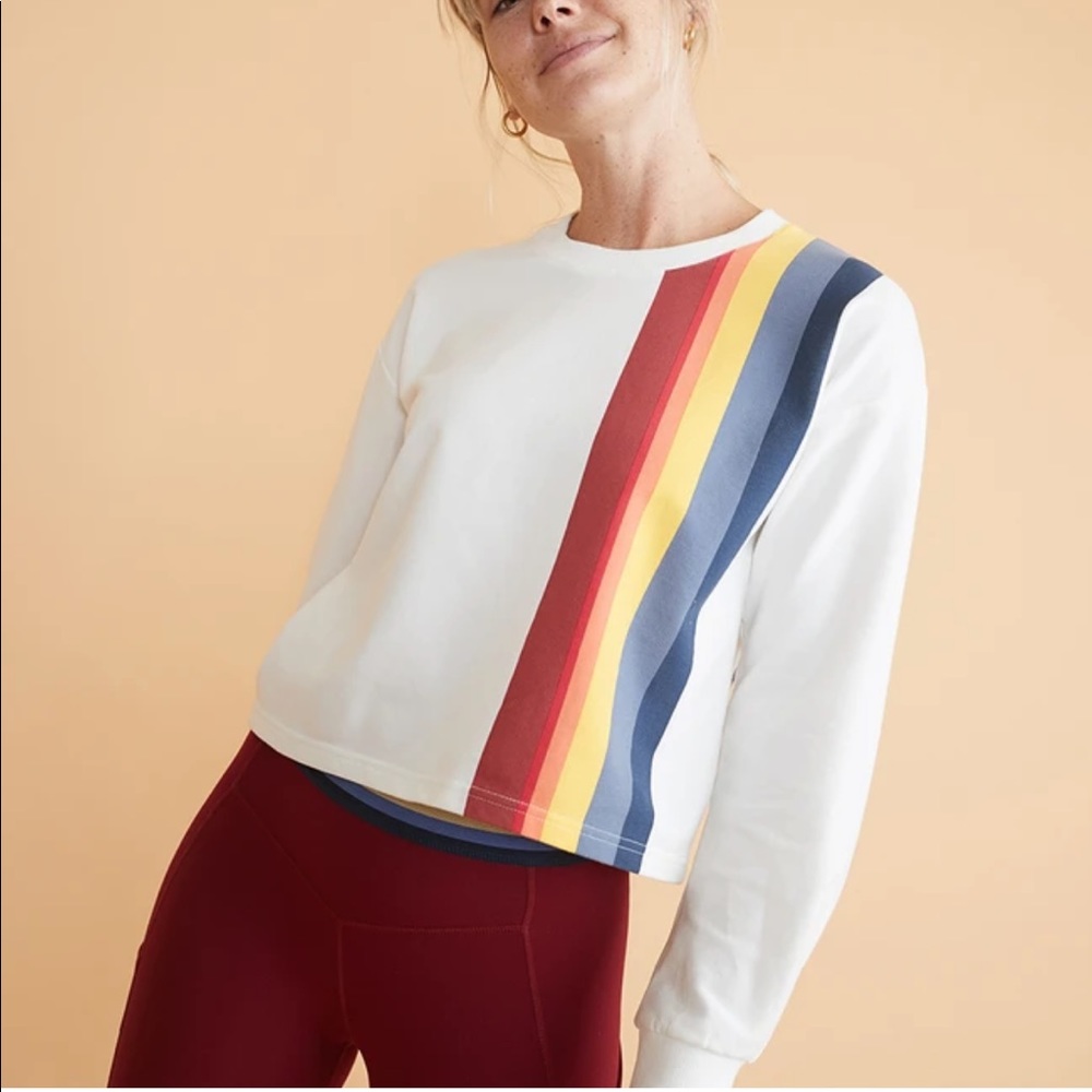 Marine Layer Rainbow/Multi Stripe Tate Crop Sweatshirt